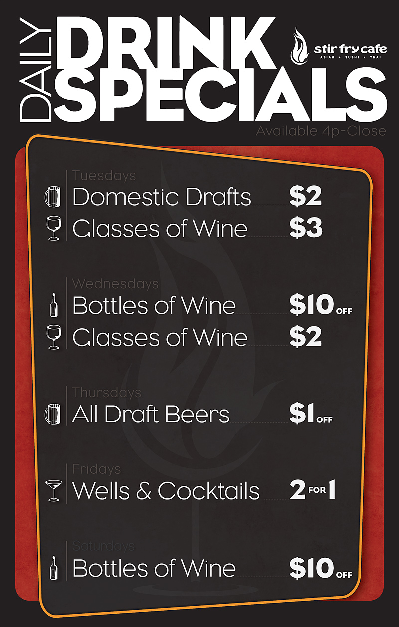 Storefront Window Poster - Daily Drink Specials