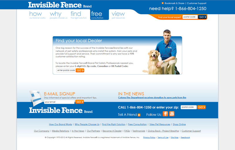 Invisible Fence Brand Website - Zip Locator Page