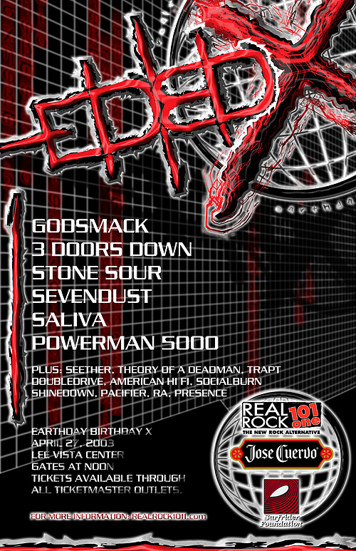 Real Rock 101one's Earthday Birthday X Concert Poster