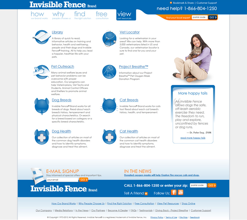 Invisible Fence Brand Website - Interior Page and Icons